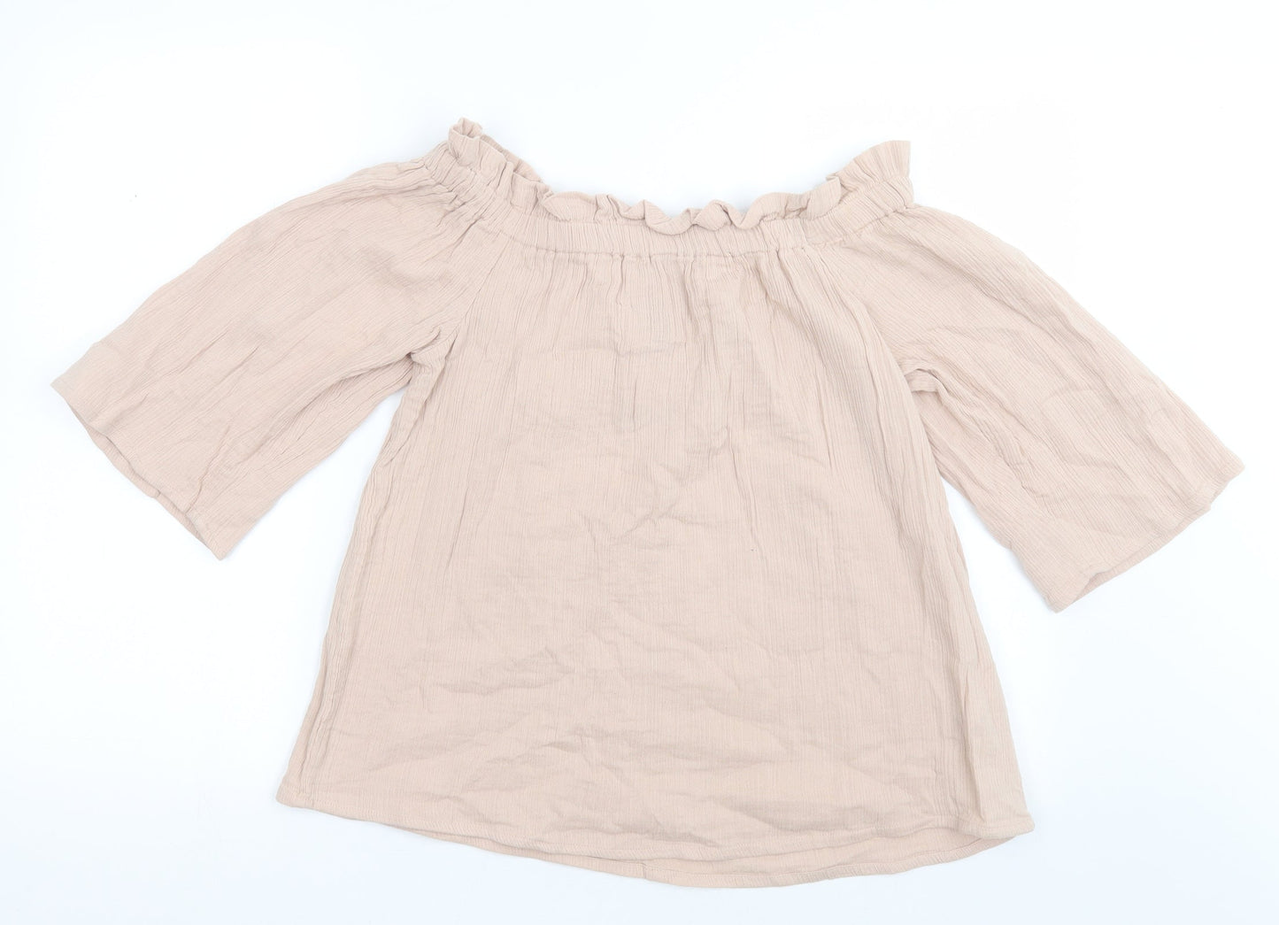 Primark Womens Pink  Cotton Basic Blouse Size 12 Off the Shoulder