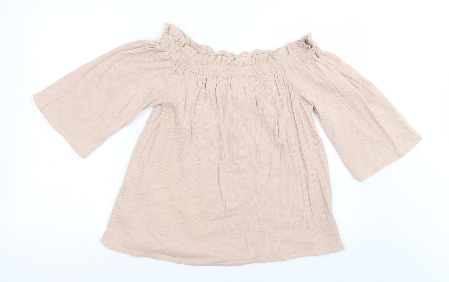 Primark Womens Pink  Cotton Basic Blouse Size 12 Off the Shoulder