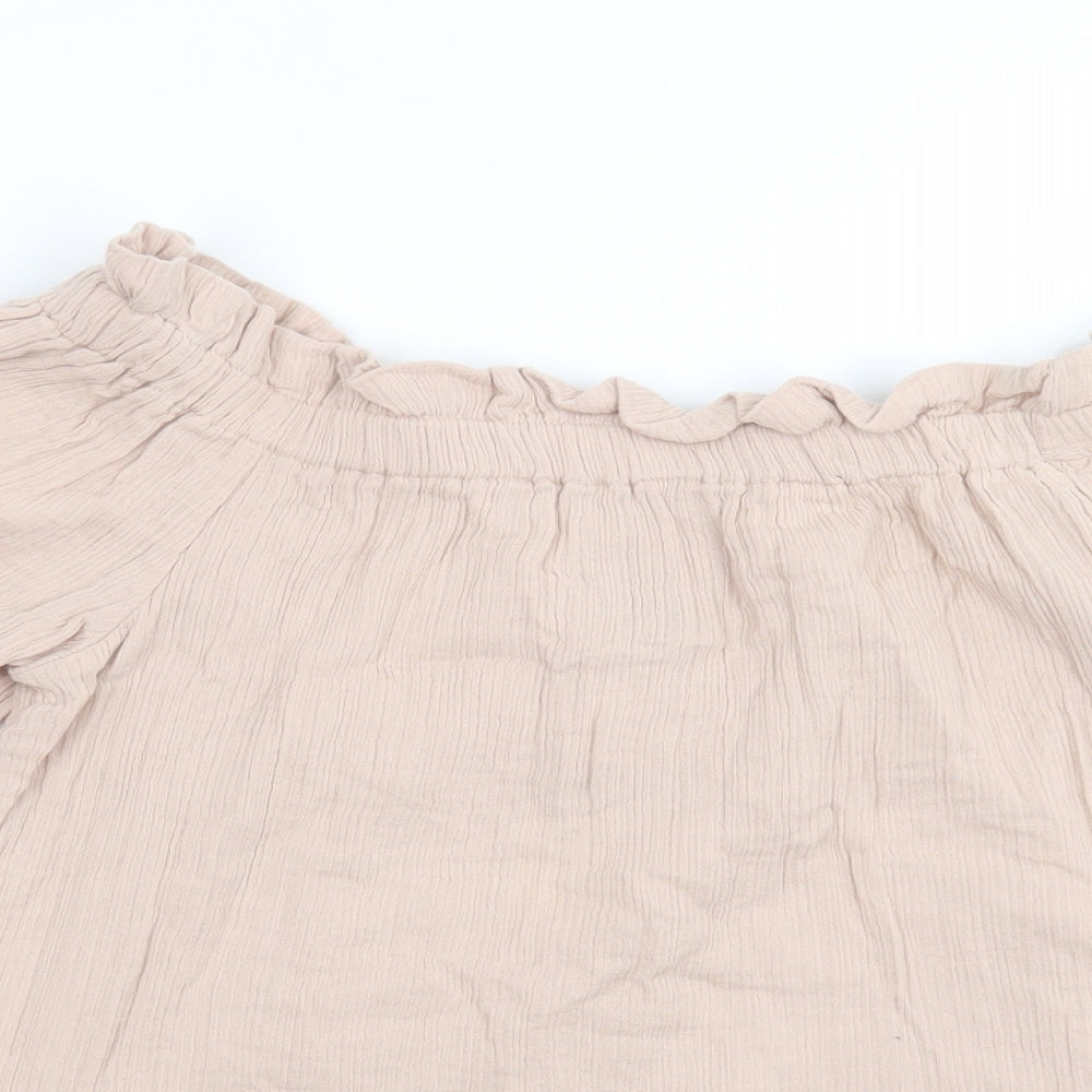 Primark Womens Pink  Cotton Basic Blouse Size 12 Off the Shoulder