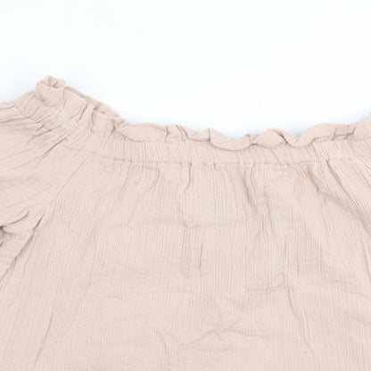 Primark Womens Pink  Cotton Basic Blouse Size 12 Off the Shoulder