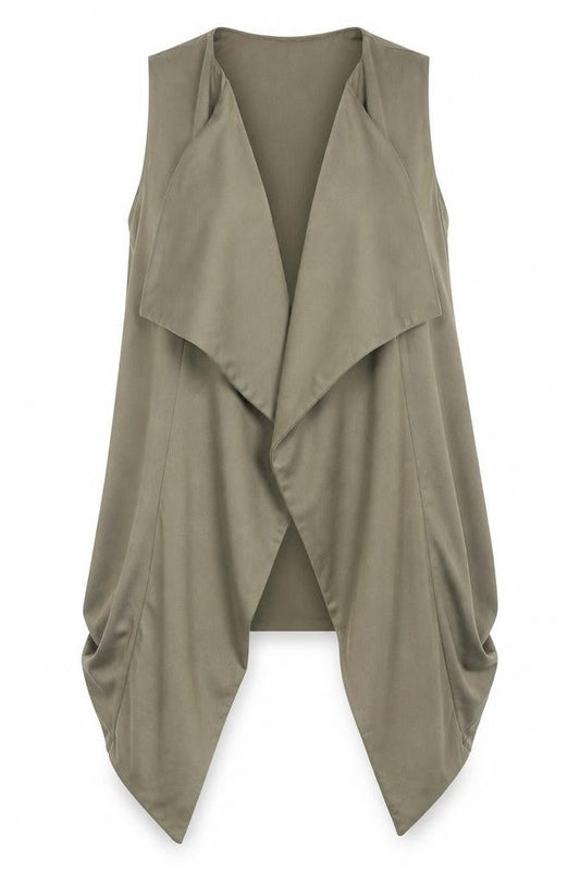 Front view of New Look women’s green polyester kimono blouse, size UK 10, v-neck