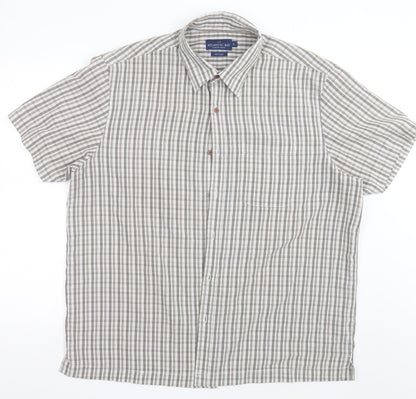 Atlantic Bay Mens Brown Check Cotton  Button-Up Size XL Collared Button - soft Touch
