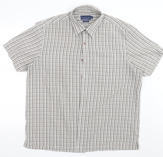 Atlantic Bay Mens Brown Check Cotton  Button-Up Size XL Collared Button - soft Touch