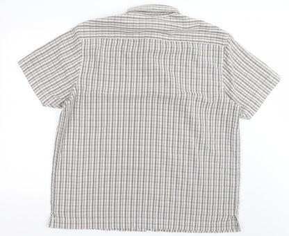 Atlantic Bay Mens Brown Check Cotton  Button-Up Size XL Collared Button - soft Touch