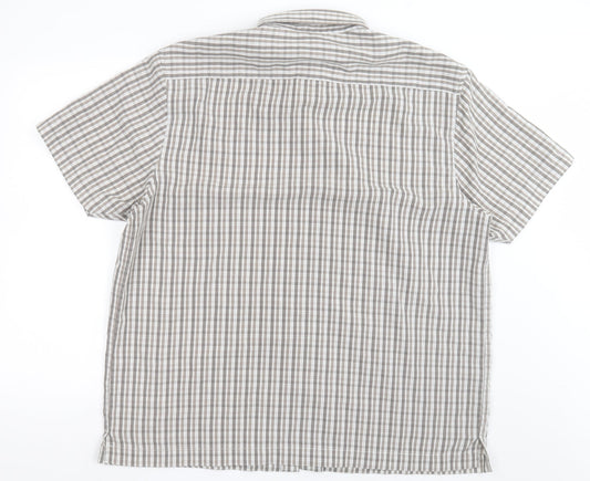 Atlantic Bay Mens Brown Check Cotton  Button-Up Size XL Collared Button - soft Touch