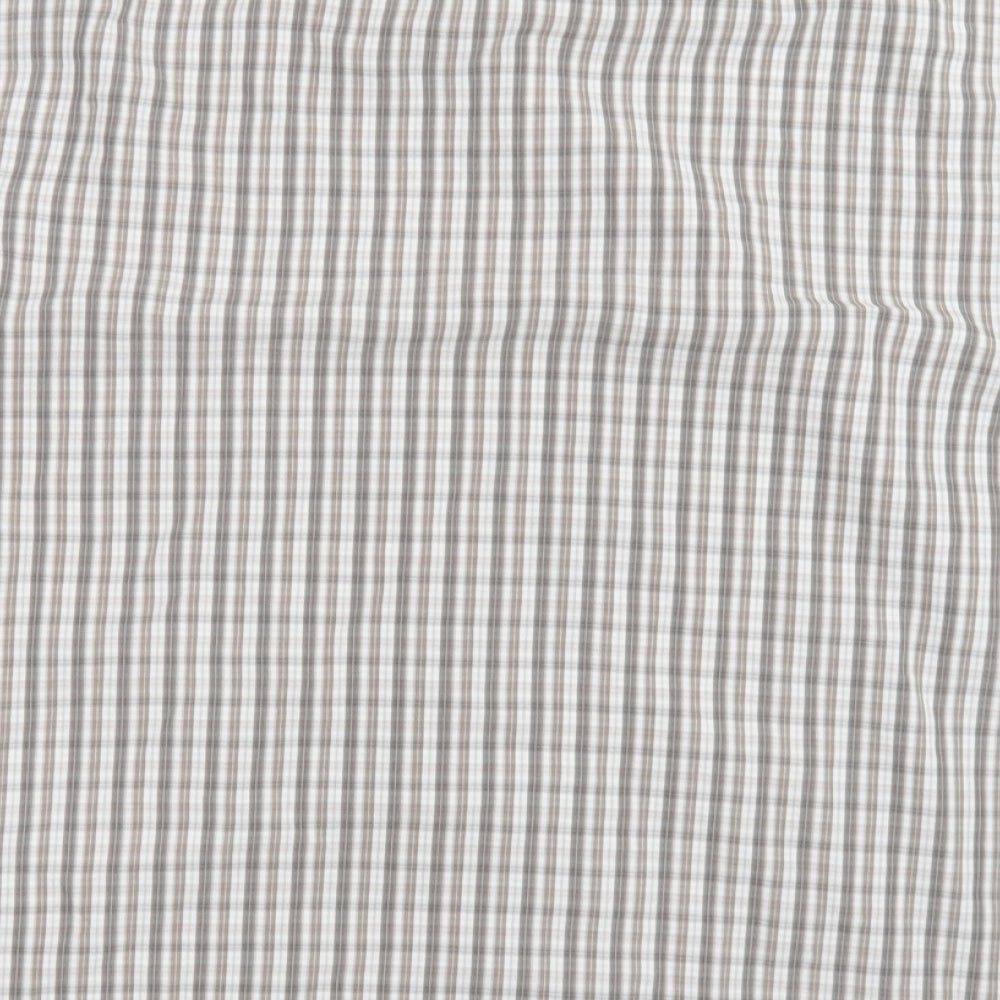 Atlantic Bay Mens Brown Check Cotton  Button-Up Size XL Collared Button - soft Touch