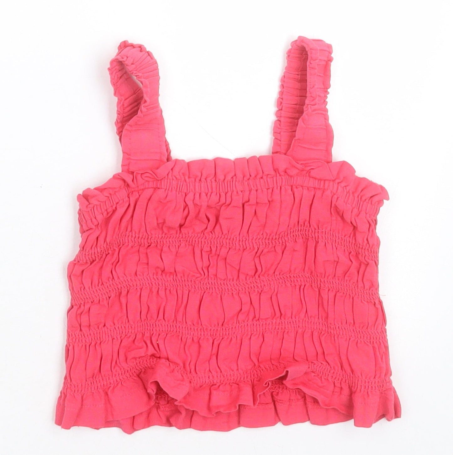 Matalan Girls Pink  Viscose Cropped Tank Size 7 Years Square Neck Pullover