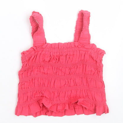 Matalan Girls Pink  Viscose Cropped Tank Size 7 Years Square Neck Pullover