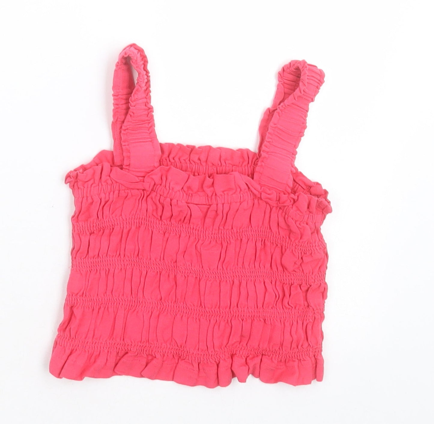 Matalan Girls Pink  Viscose Cropped Tank Size 7 Years Square Neck Pullover