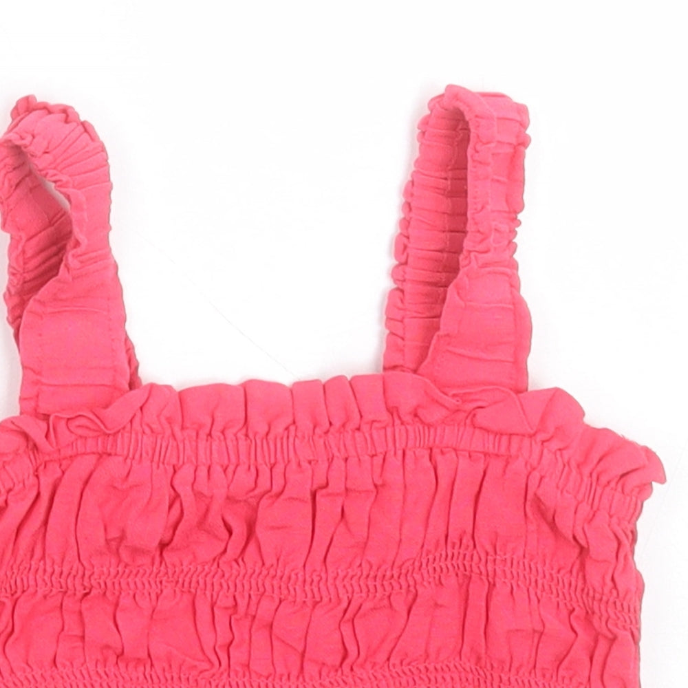 Matalan Girls Pink  Viscose Cropped Tank Size 7 Years Square Neck Pullover