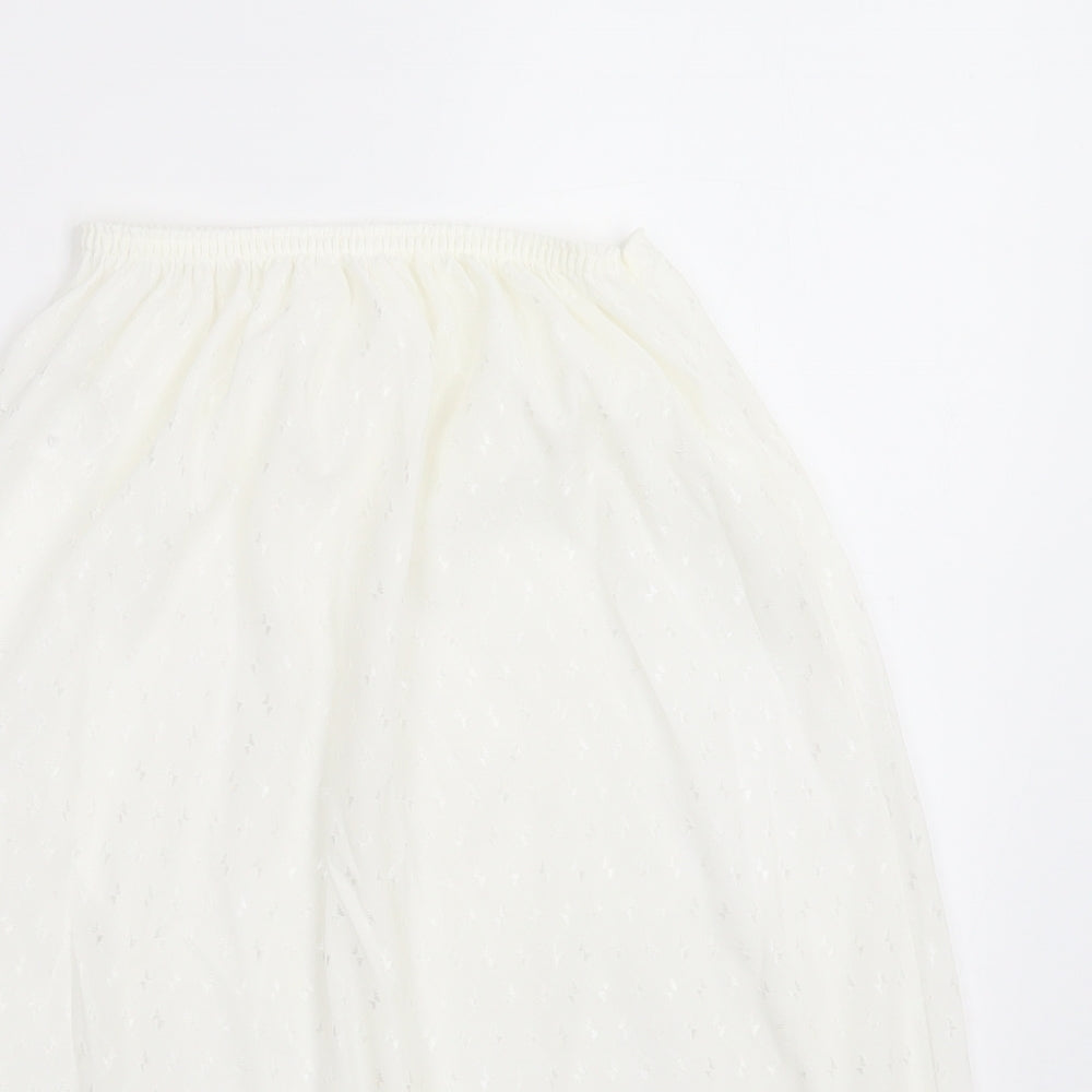 myton Womens White Geometric Nylon A-Line Skirt Size S