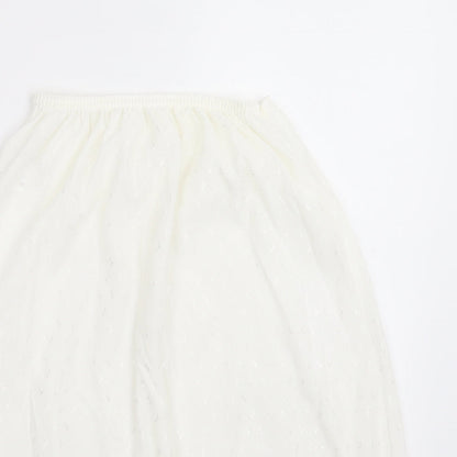 myton Womens White Geometric Nylon A-Line Skirt Size S