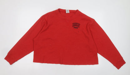Womens UK Size L PINK Red Pullover Jumper