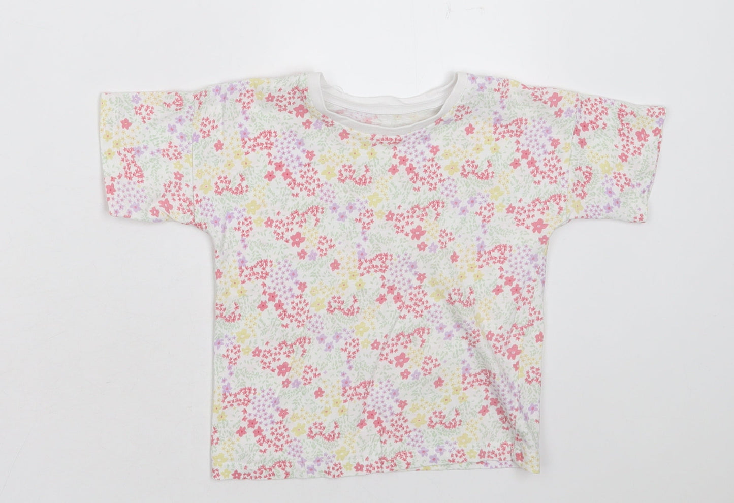 Matalan Girls Multicoloured Floral Cotton Basic T-Shirt Size 2-3 Years Crew Neck Pullover
