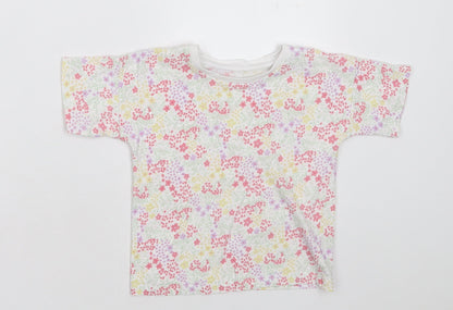 Matalan Girls Multicoloured Floral Cotton Basic T-Shirt Size 2-3 Years Crew Neck Pullover
