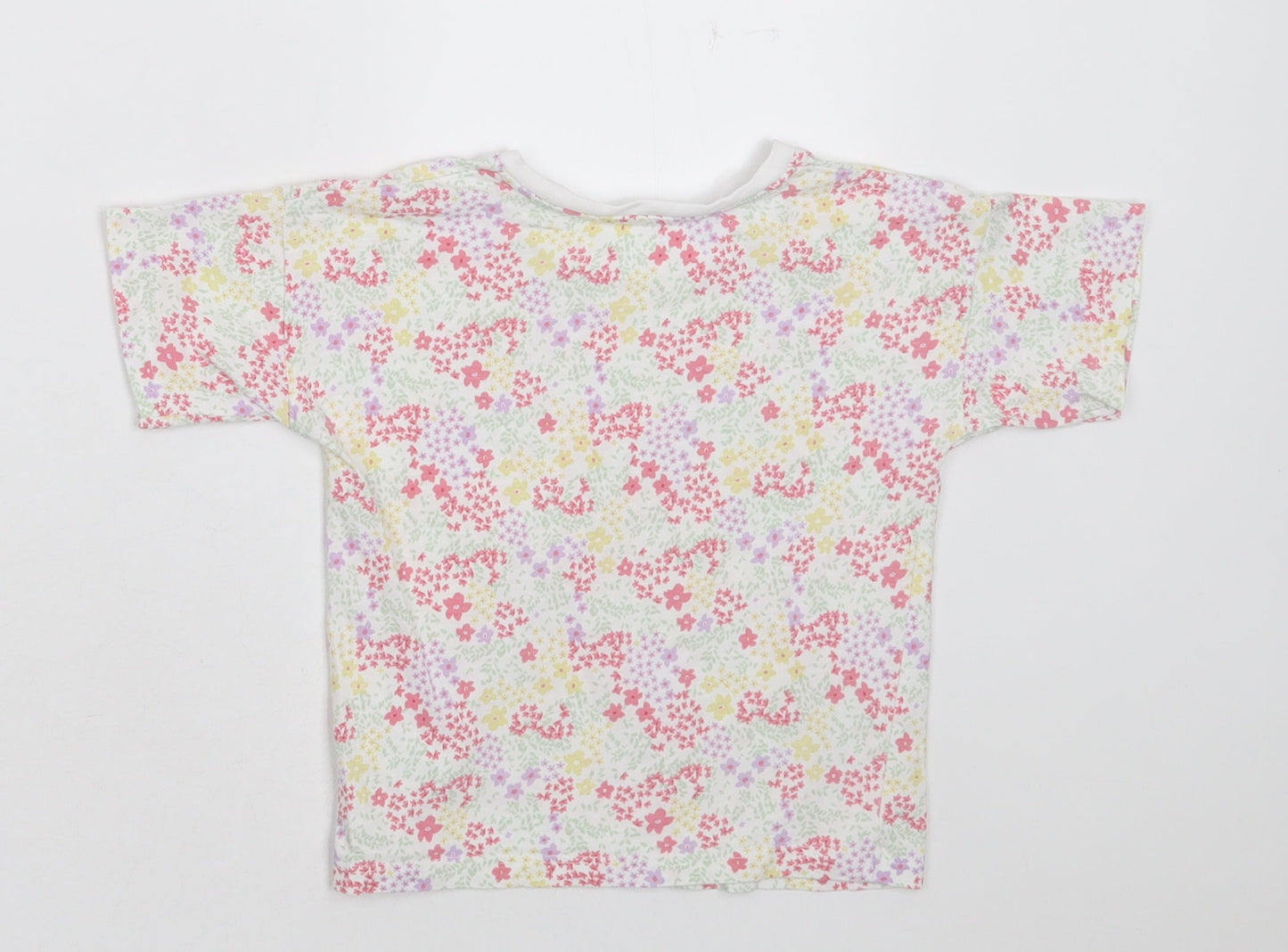 Matalan Girls Multicoloured Floral Cotton Basic T-Shirt Size 2-3 Years Crew Neck Pullover