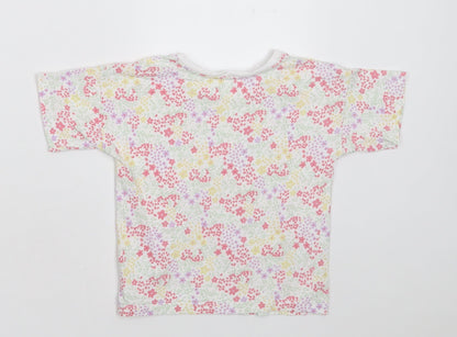 Matalan Girls Multicoloured Floral Cotton Basic T-Shirt Size 2-3 Years Crew Neck Pullover