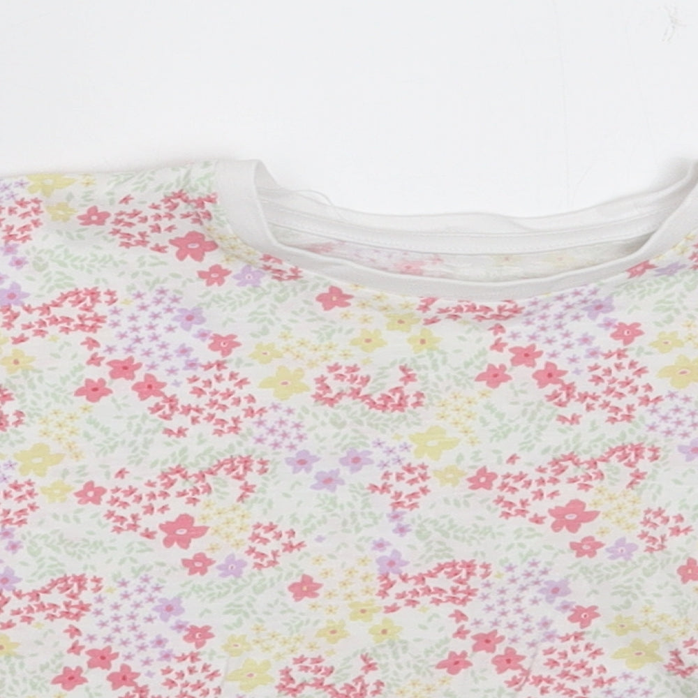 Matalan Girls Multicoloured Floral Cotton Basic T-Shirt Size 2-3 Years Crew Neck Pullover