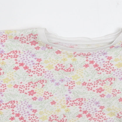 Matalan Girls Multicoloured Floral Cotton Basic T-Shirt Size 2-3 Years Crew Neck Pullover