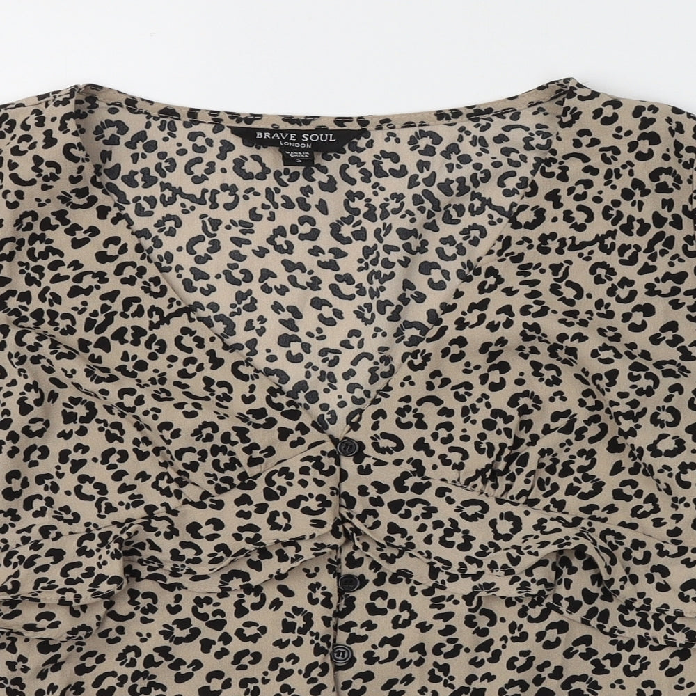 Womens UK Size S Brave Soul Beige Basic Blouse