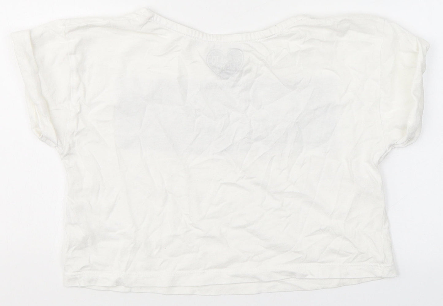 F&F Girls White  Cotton Basic T-Shirt Size 5-6 Years Round Neck  - Amazing
