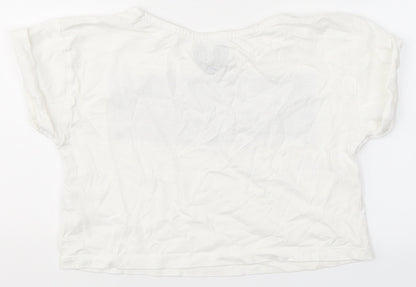 F&F Girls White  Cotton Basic T-Shirt Size 5-6 Years Round Neck  - Amazing