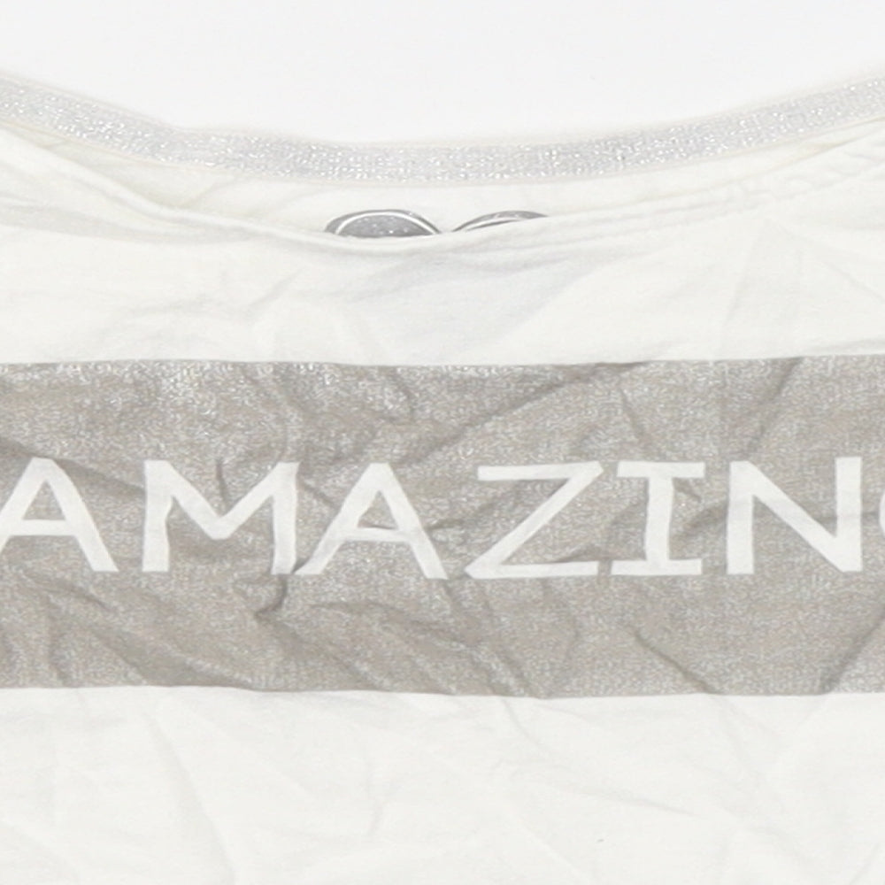 F&F Girls White  Cotton Basic T-Shirt Size 5-6 Years Round Neck  - Amazing