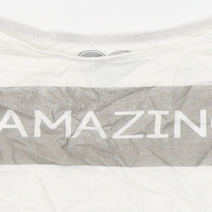 F&F Girls White  Cotton Basic T-Shirt Size 5-6 Years Round Neck  - Amazing