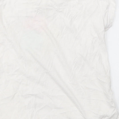 Dunnes Stores Girls White  Cotton Basic T-Shirt Size 7 Years Round Neck  - Ice Cream Print