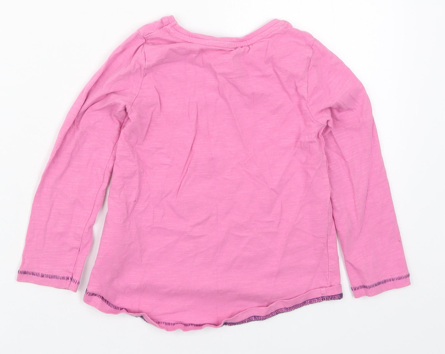 Mothercare Girls Pink  Cotton Basic T-Shirt Size 3-4 Years Crew Neck Pullover