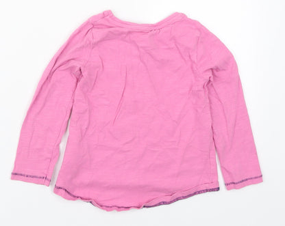 Mothercare Girls Pink  Cotton Basic T-Shirt Size 3-4 Years Crew Neck Pullover