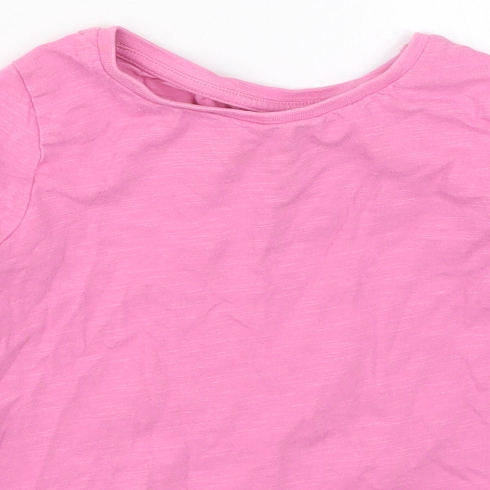 Mothercare Girls Pink  Cotton Basic T-Shirt Size 3-4 Years Crew Neck Pullover