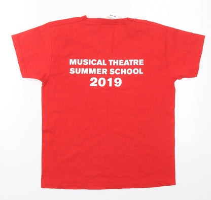 Fruit of the Loom Boys Red  Cotton Basic T-Shirt Size 9-10 Years Crew Neck Pullover - Riverside Theatre Musical Theatre Summer School 2019