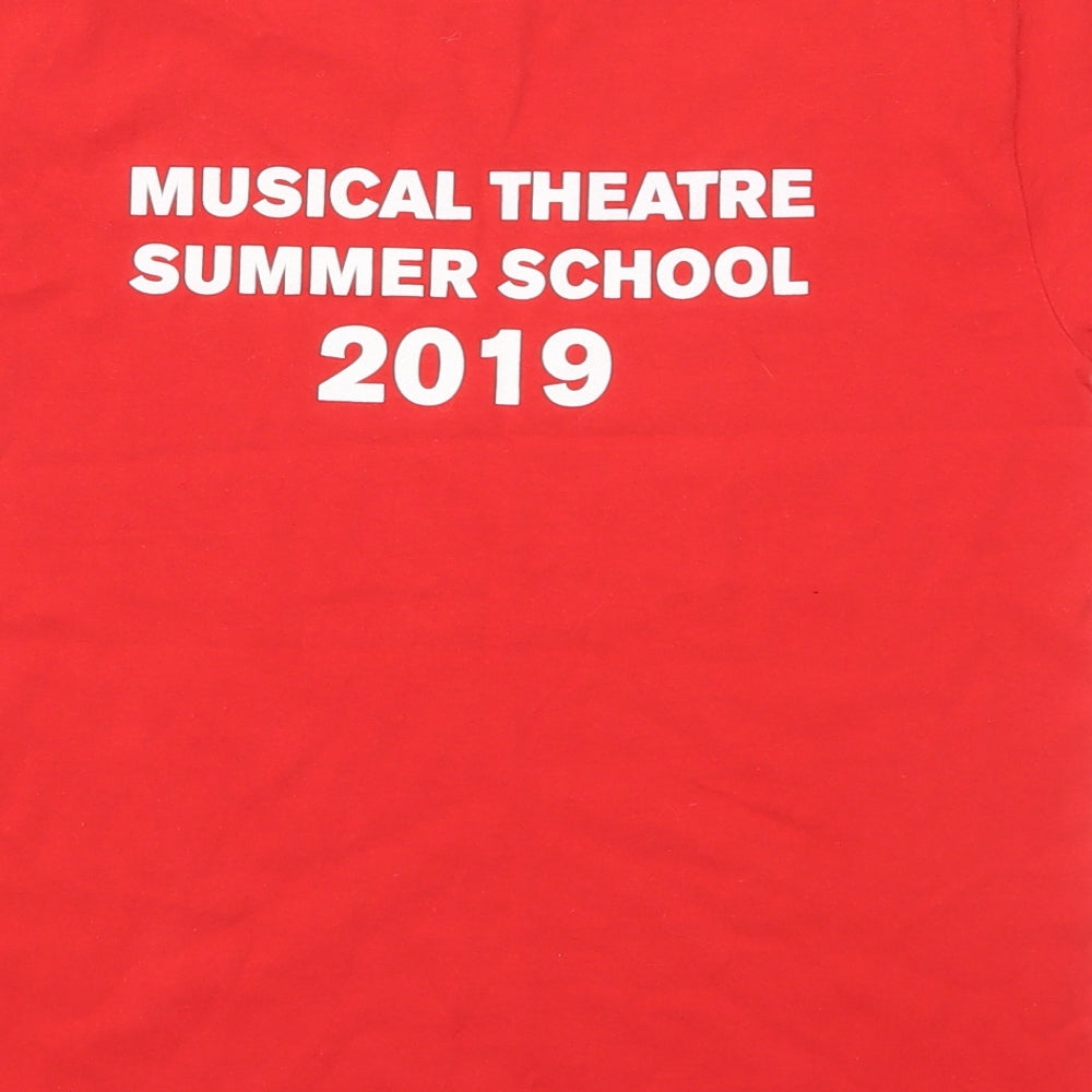 Fruit of the Loom Boys Red  Cotton Basic T-Shirt Size 9-10 Years Crew Neck Pullover - Riverside Theatre Musical Theatre Summer School 2019