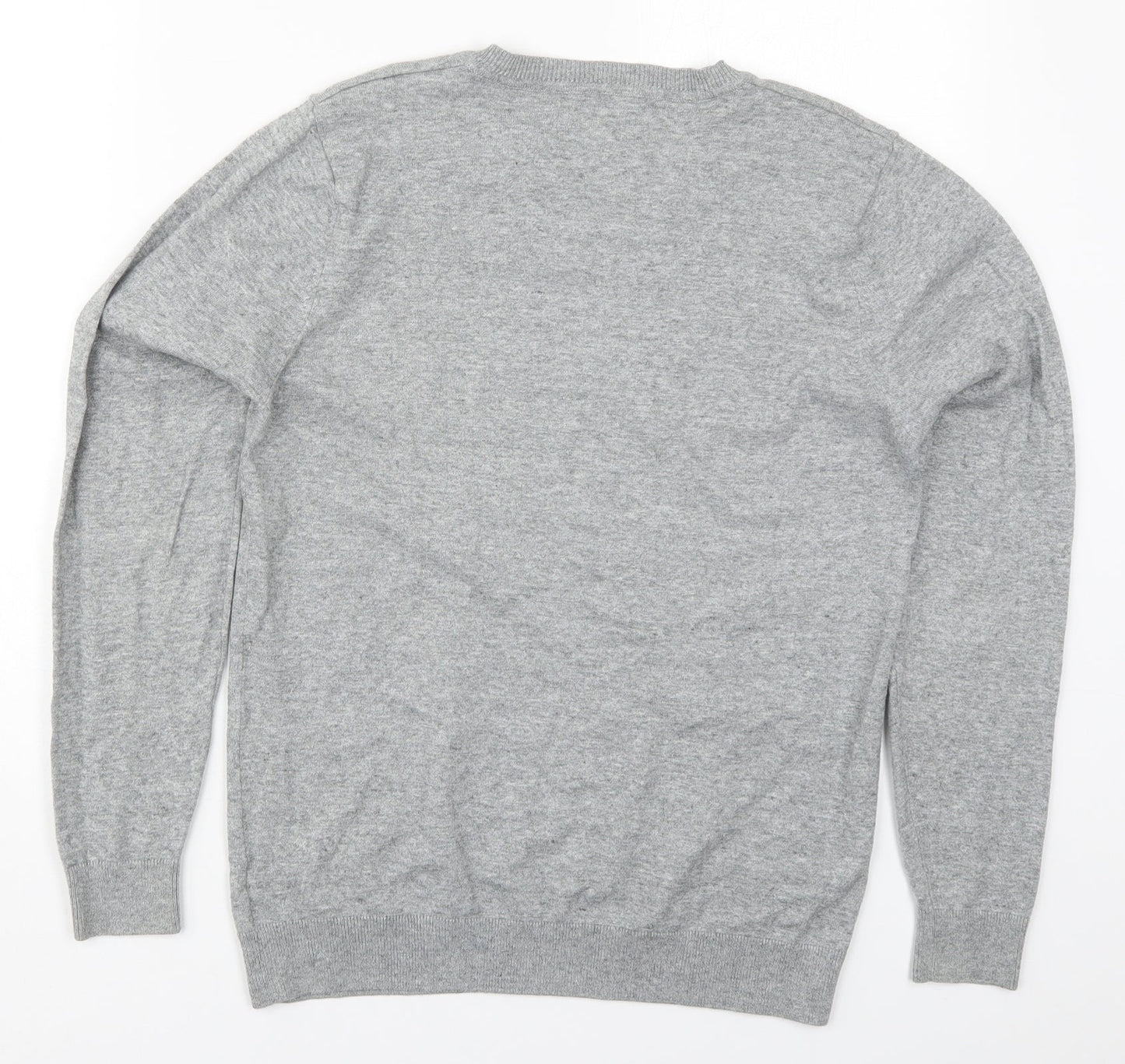 NEXT Mens Grey V-Neck  Cotton Pullover Jumper Size S