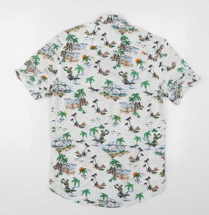 Mens UK Size XS H&M White  Button-Up Short Sleeve Casual Shirt