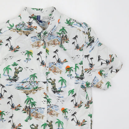 Mens UK Size XS H&M White  Button-Up Short Sleeve Casual Shirt