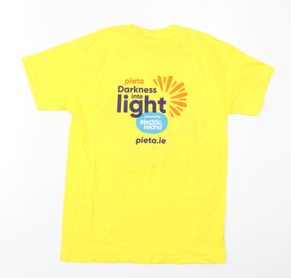 Fruit of the Loom Boys Yellow  Cotton Basic T-Shirt Size S Crew Neck Pullover - Darkness Into Light Electric Ireland