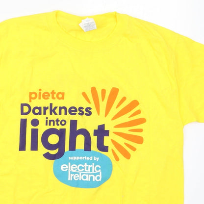 Fruit of the Loom Boys Yellow  Cotton Basic T-Shirt Size S Crew Neck Pullover - Darkness Into Light Electric Ireland