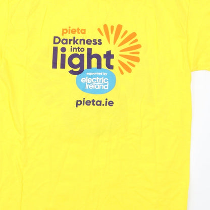 Fruit of the Loom Boys Yellow  Cotton Basic T-Shirt Size S Crew Neck Pullover - Darkness Into Light Electric Ireland