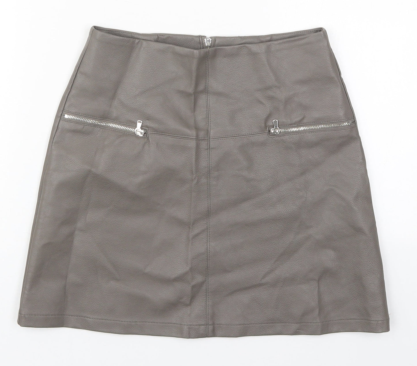Atmosphere Womens Grey  Polyurethane A-Line Skirt Size 8   Zip