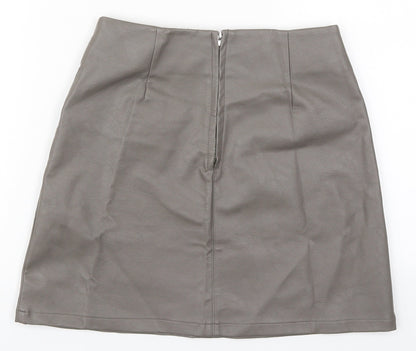 Atmosphere Womens Grey  Polyurethane A-Line Skirt Size 8   Zip