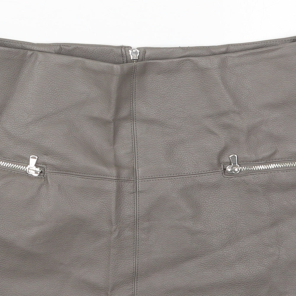 Atmosphere Womens Grey  Polyurethane A-Line Skirt Size 8   Zip