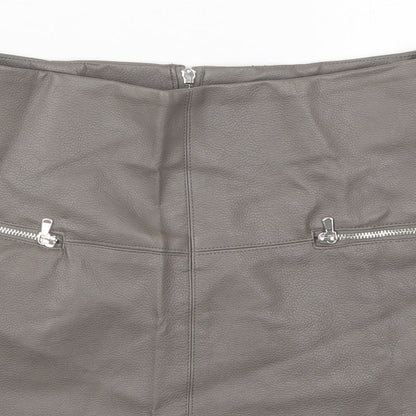 Atmosphere Womens Grey  Polyurethane A-Line Skirt Size 8   Zip