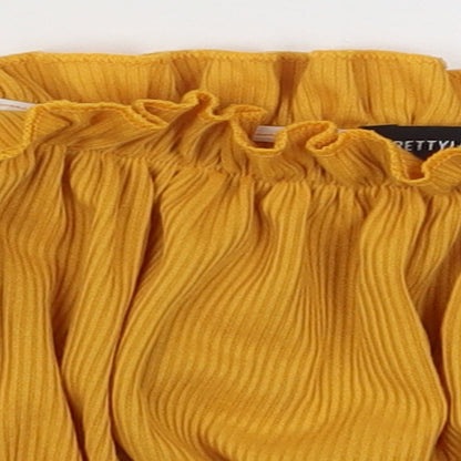 Womens UK Size 4 PRETTYLITTLETHING Yellow Cropped Blouse