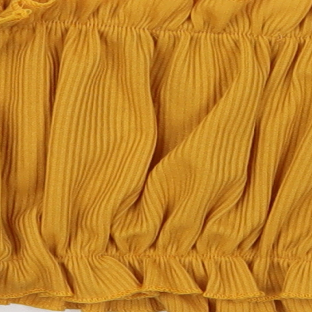 Womens UK Size 4 PRETTYLITTLETHING Yellow Cropped Blouse