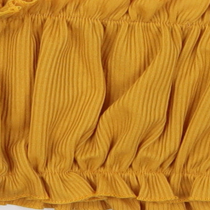 Womens UK Size 4 PRETTYLITTLETHING Yellow Cropped Blouse