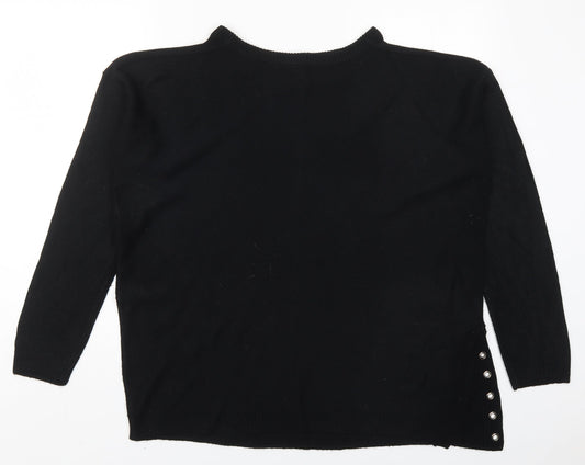 Capsule Womens Black Round Neck  Acrylic Pullover Jumper Size 12