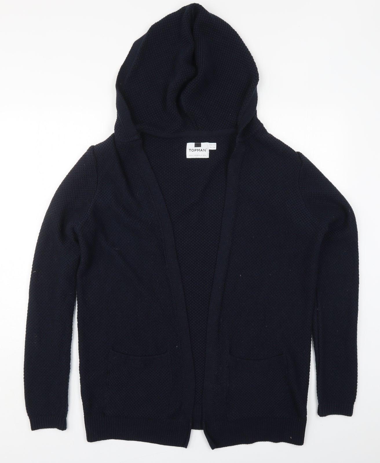 Topman Mens Blue High Neck  Cotton Cardigan Jumper Size XS