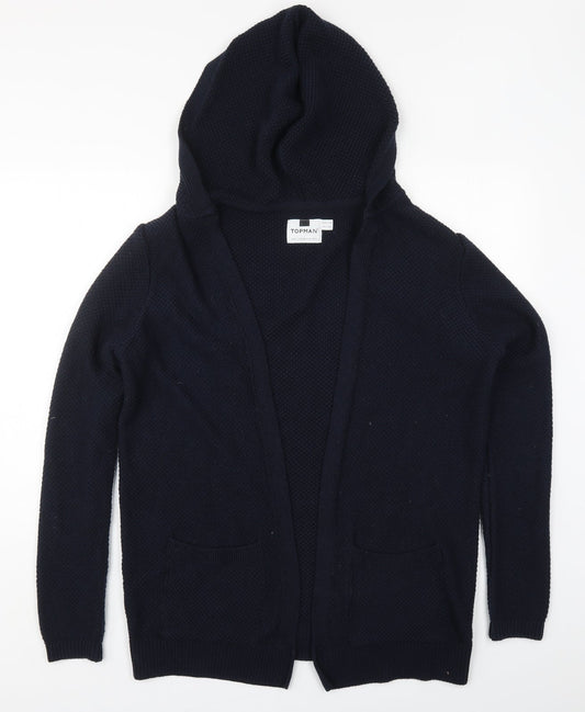 Topman Mens Blue High Neck  Cotton Cardigan Jumper Size XS